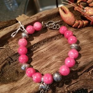 Pink Aventurine Sterling  Silver Bali bead BRACELET. * New*